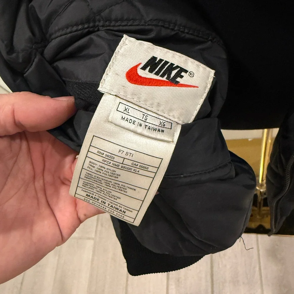 Nike Big Swoosh Quilted Bomber F7 STI Black Nylon Reversible Jacket Mens XL